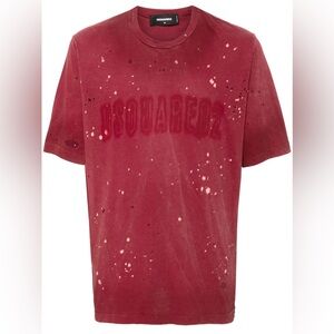 DSQUARED2 logo-print distressed T-shirt Size S NWT